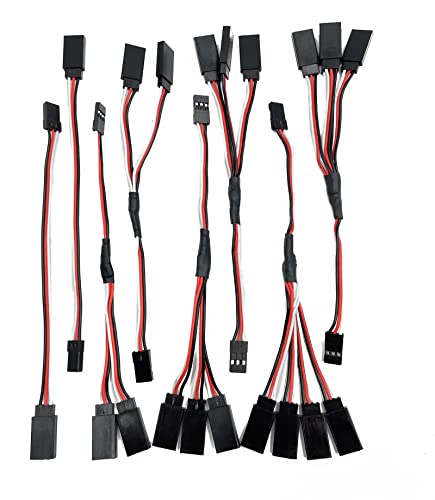 8Pcs 15cm/5.9inch Servo Extension Cables, Male to Female, JR (Futaba) Compatible, RC Plane, Drone, Airplane