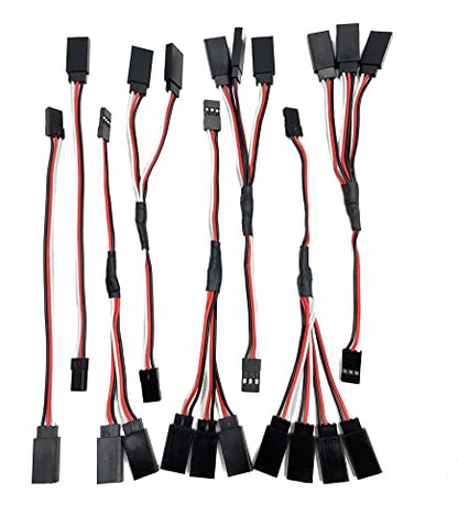 8Pcs 15cm/5.9inch Servo Extension Cables, Male to Female, JR (Futaba) Compatible, RC Plane, Drone, Airplane