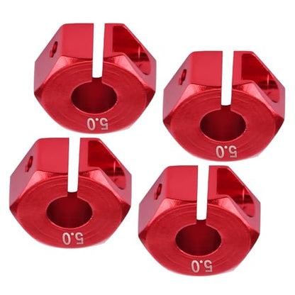 4 Pcs Universal Wheel Hex Hub Adapters,12mm Wheel Hex Mount with Pins and Screws,Wheel Hex Drive Adapters Hub RC Model Vehicle Accessory for RC Spare Part RC Car Upgrade Parts (5.0MM red) - size: 5.0MM red