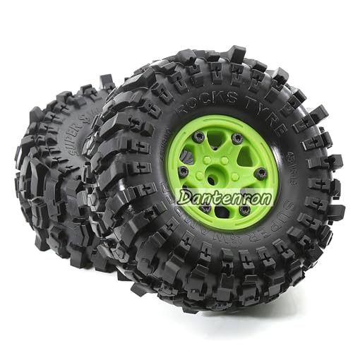 1.9 Rock Crawler Mud Tires and Plastic Wheels Rims OD 118mm 1/10 rc Rubber Grappler hubs Tyres with Foam for 1:10 Crawler Car Tamiya CC01 Traxxas TRX4 Axial SCX10 II RC4WD Gen8 4PCS (Green) - color: Green