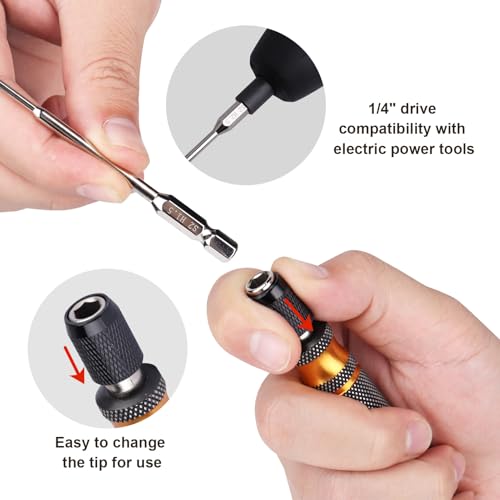 HobbyPark 6 in 1 RC Hex Driver Screwdriver Set 1.27mm 1.5mm 2.0mm 2.5mm & Hex Nut Driver & Phillips Bit and Wheel Wrench for RC Cars Trucks Crawler Hobby Pocket Tool Kit