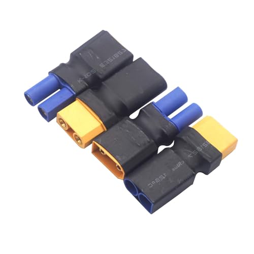 XT90 to EC5 Adapter, 4-Pack, No-Wire Connector | For RC LiPo and NiMH battery, charger and ESC connection, compact direct plug-in design