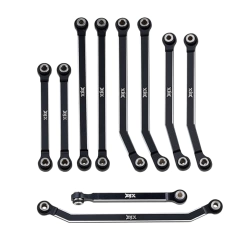 DJX CNC Aluminum High Clearance 4-Link w/Steering Link Set for 1/18 RC Crawler Redcat Ascent-18 Upgrades Part (Black) - color: Black
