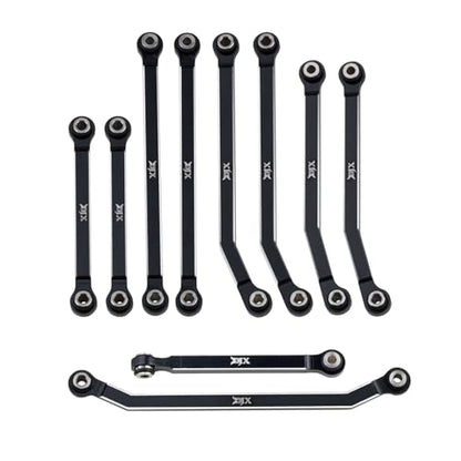 DJX CNC Aluminum High Clearance 4-Link w/Steering Link Set for 1/18 RC Crawler Redcat Ascent-18 Upgrades Part (Black) - color: Black