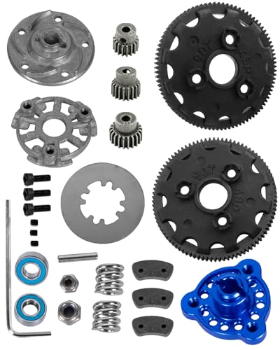90T 48P Spur Gear with 17T 19T 21T Pinions Gear & Slipper Clutch Upgrades Part for 1/10 Slash Rustler Stampede Bandit 2WD VXL,90T Spur Gear,Navy Blue - color: Navy Blue - (90T)