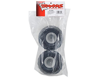 Traxxas 7265 Dual-Profile (1.5" outer, 2.2" inner) Monster Truck Tires Pre-Glued on Grey Wheels (pair)