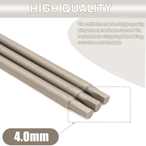 RC Hex Bit 4mm for Electric Screwgun/Power Drill(3pcs Hex 4mm) | 6 Inch Power Bits,Hex Head Allen Wrench Drill Bit Set,Professional Grade ¼ Inch Hex Shank for Screwdrivers,High Quality Steel - size: 4MM * 3PCS
