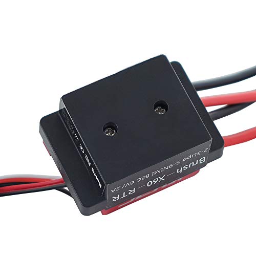 RC Car 60A Brushed ESC Electric Speed Controller 6V/2A BEC Compatible with traxxas TRX-4 TRX-6 D90 HSP Tamiya Axial SCX10 1/10 RC Truck, Buggy, Short Course Truck,Rock Crawler and Tank