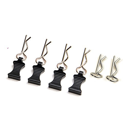 1 Set of Metal Body Clips Pins with Pull Tabs for 1/10 Axial SCX10 RC Model Crawler Car (Black)