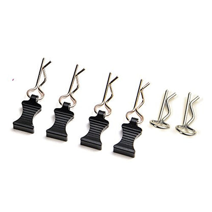 1 Set of Metal Body Clips Pins with Pull Tabs for 1/10 Axial SCX10 RC Model Crawler Car (Black)