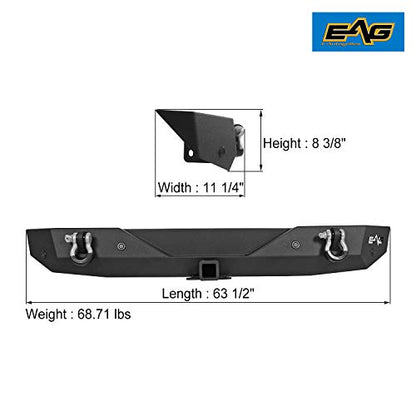 EAG Rear Bumper Rock Crawler with Parking Sensor Bracket Fit for 18-22 Wrangler JL