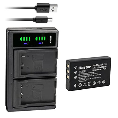 Kastar 1-Pack Battery and LTD2 USB Charger Replacement for Fujifilm NP-120, NP-120B, FNP120, Toshiba NP-120, PX1657, PENTAX D-LI7, RICOH DB-43, CONTAX BP-1500S, KYOCER BP-1500S Battery - size: 1 Charger + 1 Battery