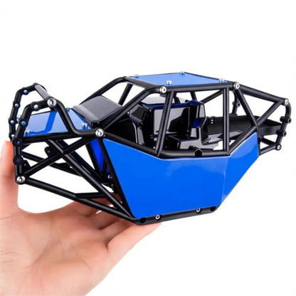AMK RC Crawler Roll Cage, 1/10 Scale Nylon Rock Buggy Body Cage for Axial SCX10 SCX10 II, Durable RC Rock Crawler Upgrade Part (Blue) - color: Blue