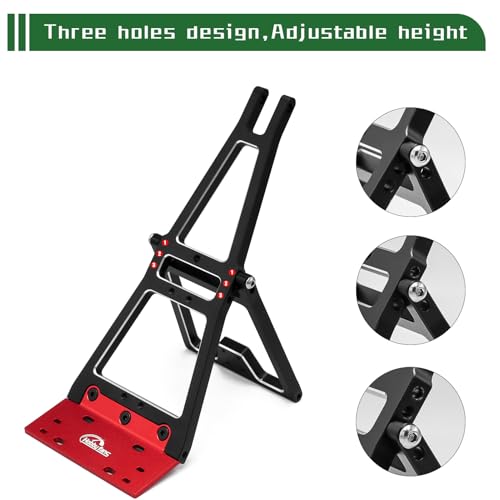 Aluminum RC Winch Double Stent Rescue Set Truck Tow Crane Arm Wrecker Kit with 360° 35KG Servo for 1/10 SCX10 TRX4 RC Crawler and Trailer RC Upgrade Parts (Black & Red), Red Servo - color: Black & Red, Red Servo