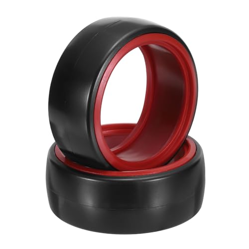 MECCANIXITY 2Pcs 1/10 RC On-Road Car Tyres, RC Drift Tires Hard Plastic Tyre Replacement for Remote Controlled Drifting Vehicles, Black Red - color: Black Red