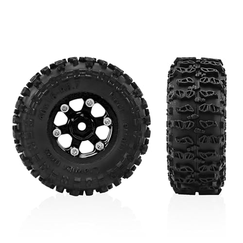 0.7 Inch RC Crawler Tires and Wheels Set 40×16mm for 1/30 Scale Axial SCX30 (Black) - color: Black