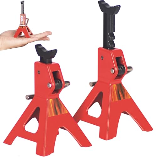 2-Pack Adjustable Metal RC Jack Stands, 6 Ton Repairing Tool Height 74.5-115mm Support Stands for 1/8 1/10 1/12 Scale TRX-4 Axial SCX10 Wraith Tamiya CC01 RC4WD D90 RC Car Repair Display - size: Big 2Pcs
