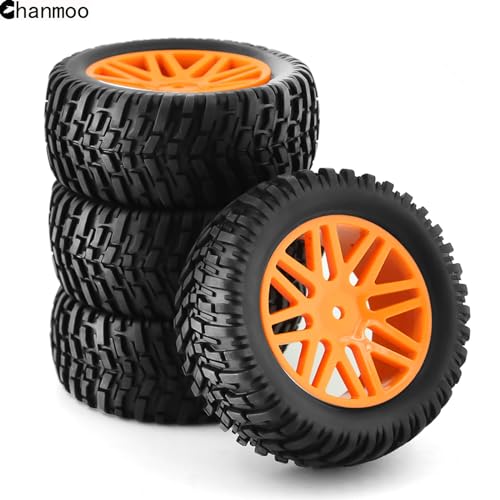 1/10 RC Off Road Tires And Wheels 12mm Hex Rubber Short Course Truck Tyres With Foam Insert For 1:10 Scale Buggy Car ARRMA Traxxas Wltoys 144001 Losi HSP 94107 94170 94155 94177 4PCS (Green) - color: Green