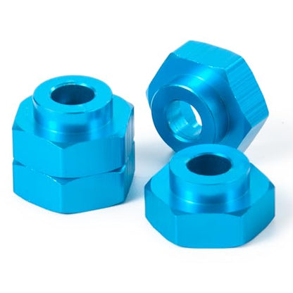 4PCS Aluminum Alloy 12mm Turn to 17mm Wheel Rim Hex Adapter Drive Hub Converter Extension Compatible with Tamiya Axial Traxxa HPI Himoto HSP Losi Kyosho 1/10 RC On-Road Car Tires (Blue) - color: Blue