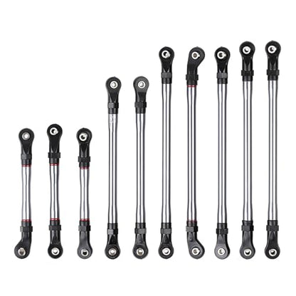 RC Models Parts For Traxxas For TRX4 For TRX-4 10Pcs/Set Metal 1/10 RC Crawler 324mm Wheelbase Unassembled Link Set Plastic Rod End(Gray) - color: Gray