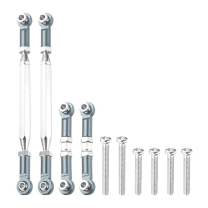 MECCANIXITY 2 Sets Adjustable Turnbuckles Camber Link Linkages Aluminum Alloy Upgrade Parts RC Car Steering Pull Rod Servo Linkages Tie Rod for MN 1:12 D90 RC Car Crawler,Titanium Grey - color: Titanium Grey