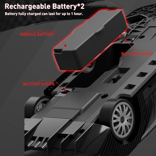 1:20 RC Drift Car for Kids,4WD 2.4GHz 30KM/H High Speed Remote Control Car, Racing Sport Toy Car with LED Lights,Drifting Tires＆2 Batteries (Red 01) - color: Red 01