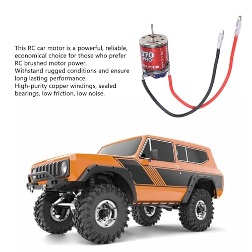 Fabater 370 Brushed Motor, High Torsion Low Noise Stainless Steel Casing RC Car Motor, Electric Motors for RC Car Boat, High Speed 45T 2.3mm