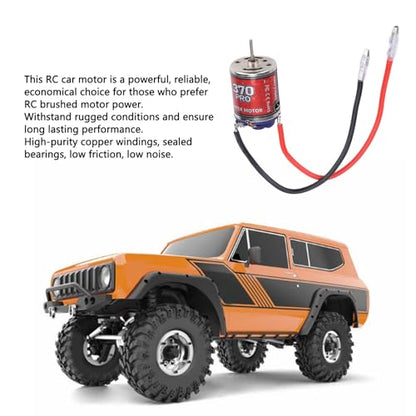 Fabater 370 Brushed Motor, High Torsion Low Noise Stainless Steel Casing RC Car Motor, Electric Motors for RC Car Boat, High Speed 45T 2.3mm