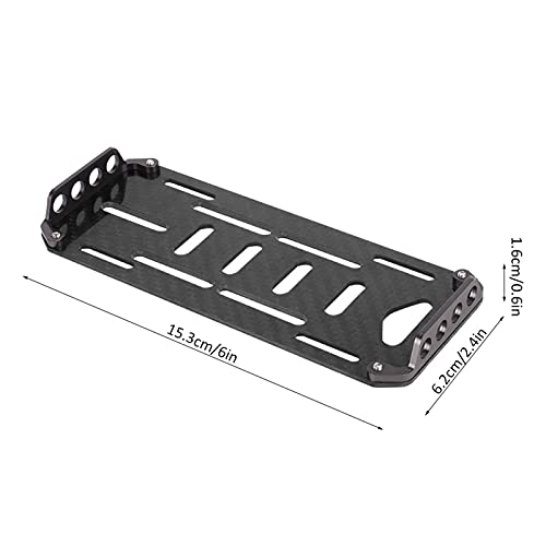 RC Battery Mounting Plate Set, RC Battery Tray with Electricity Tester, Carbon Fiber Batteries Mount Plate with Strap Replacement for SCX10 1/10 Crawler Car, 6x2.4x0.6in