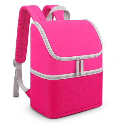 Carrying Case Backpack for Toniebox 1 & 2, 2-Layer, Holds 25+ Figures | Padded 210D lining and 8mm shock absorption fits headphones and charging dock 600D water-resistant polyester easy wipe-clean - color: Rosy/Pink
