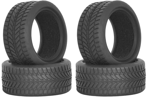 RC 1/10 On Road Tires 4Pcs Soft Rubber Tire Tyre Compatible with Traxxas 4 Tec 2.0 Tamiya TT01 XV01 Kyosho WR8 Sakura WLtoys HPI HSP 1:10 RC Scale Touring On Road Racing Car Wheel Rims