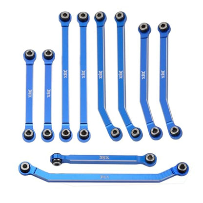 DJX CNC Aluminum High Clearance 4-Link w/Steering Link Set for 1/18 RC Crawler Redcat Ascent-18(Blue) - color: Blue