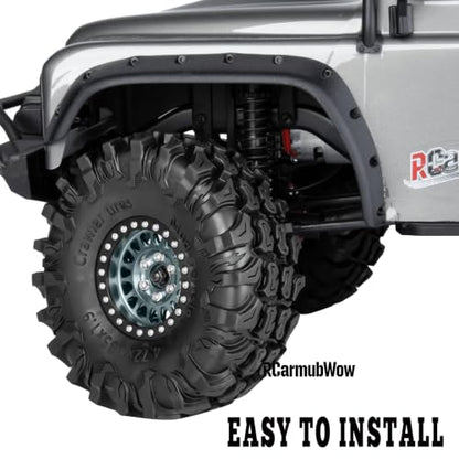 1.9" Aluminum Alloy Beadlock Wheels & Tires 4PCS, RC Wheel Rim Rubber Tire Set Compatible with 1/10 SCX10 90046 AX103007 SCX10 II III TRX4 Gen7 Gen8 RC Crawler Car,Titanium - color: Titanium(4pcs)