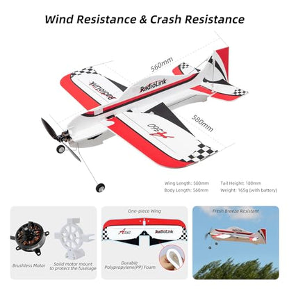 Radiolink A560 Plug & Play (PNP) 3D RC Airplane with Gyro 6 Flight Modes | 580mm Wingspan 4CH Gyro Byme-A Flight Controller, Brushless Motor&ESC for Beginner (No Radio/Receiver/Charger)