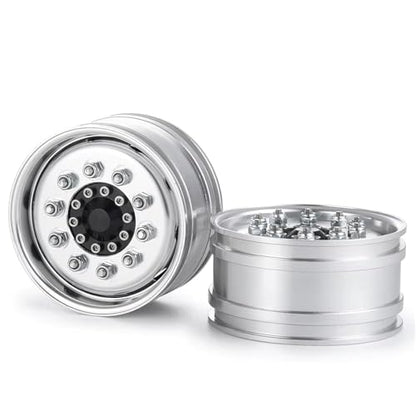 RC Car Assortment for Tamiya 1/14 RC Truck Trailer Cargo for Climbing Car Front Wheel Hub Aluminum Alloy 10 Spokes Rims(2PCS) - size: 2PCS