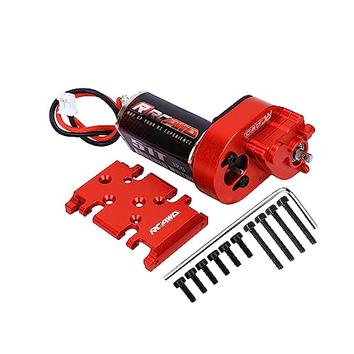 RCAWD Barrage 51T 180 Motor Metal Gearbox Combo Transmission Set for 1/24 ECX Barrage RGT FTX 1/24 Series Upgrades Part Red - color: Red