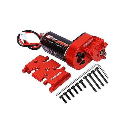 RCAWD Barrage 51T 180 Motor Metal Gearbox Combo Transmission Set for 1/24 ECX Barrage RGT FTX 1/24 Series Upgrades Part Red - color: Red