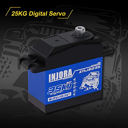 INJORA RC Transmitter 2.4GHz 6CH Controler and Receiver and 35KG Digital Servo for 1:10 RC Crawler SCX10 TRX4 D90
