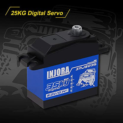 INJORA RC Transmitter 2.4GHz 6CH Controler and Receiver and 35KG Digital Servo for 1:10 RC Crawler SCX10 TRX4 D90