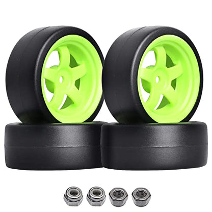 HobbyPark Hard Plastic 12mm Hex RC Drift Wheels and Tires for 1/10 Scale Tamiya HPI Traxxas Kyosho Redcat HSP Drifting, Set of 4