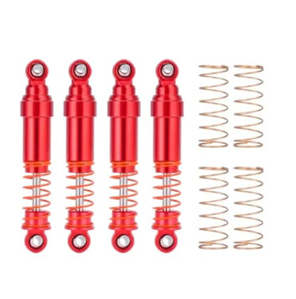 52mm Aluminum TRX4M Big Bore Shocks Absorbers Damper With Oil Filled for 1/18 RC Crawler TRX-4M Bronco Defender Upgrade Parts (Red 4Pcs) - color: Black Set