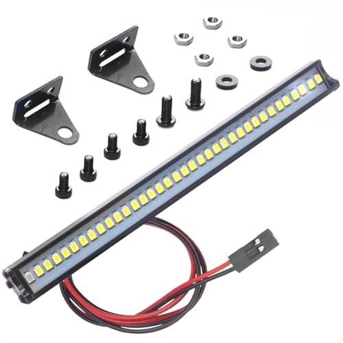 16LEDs RC Crawler Car LED Light Bar Roof Lamp Simulation Spotlight Kit 5-8.4V & Super Bright 36 LED Light Bar Metal Roof Lamp Lights 150mm/5.9"