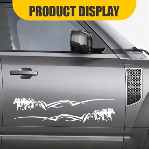 2PCS Horse Car Sticker Decal, Waterproof Vinyl Automotive Running Horses Bumper Sticker Decoration, Self-Adhesive Cool Car External Window Decal Accessories for Truck, SUV (White)