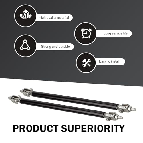 2 PCS Car Bumper Splitter Strut Rods, Adjustable 7.87" - 9.84" Automotive Splitter Strut Rods, Aluminum Alloy Bumper Lip Reinforcement Accessories, Universal for Most Cars (Black) - color: Black
