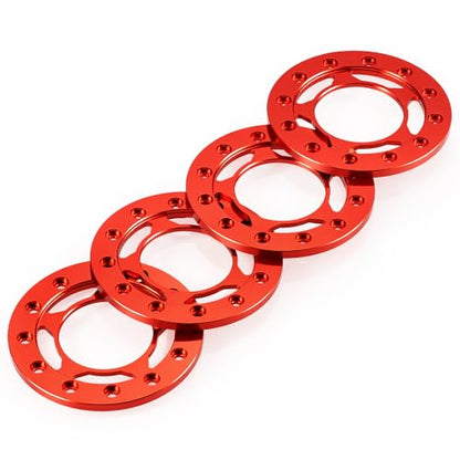 4PCS Aluminum 1.55inch RC Beadlock Wheel Replacement Ring for 1/10 AXIAL UTB18 D90 TF2 CC01 AX90069 MST JIMNY RC Crawler Trail Truck Car (Red) - color: Red
