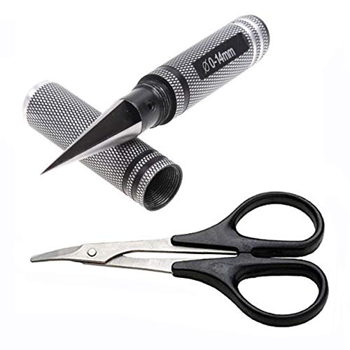 ShareGoo Universal 0-14mm RC Reamer Hole Puncher with Sleeve & Curved Scissors Tool Drills Set for RC Body Shell RC Car Truck Tank Drone (Black)