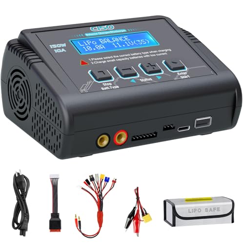 LiPo Battery Charger, 150W 10A Balance Fast Charger for RC Car Drone | RC Battery Charger Discharger for 1S-6S LiPo/Li-ion/Life/LiHV 1-15S NiMH/NiCD 2-20V PB Smart Batteries