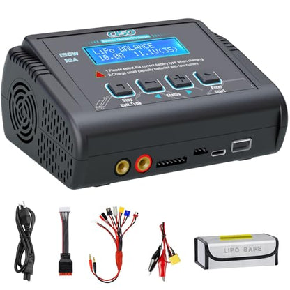 LiPo Battery Charger, 150W 10A Balance Fast Charger for RC Car Drone | RC Battery Charger Discharger for 1S-6S LiPo/Li-ion/Life/LiHV 1-15S NiMH/NiCD 2-20V PB Smart Batteries