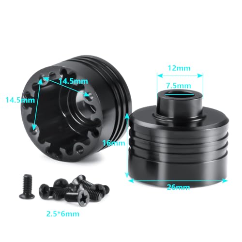 2PCS Aluminum Alloy Axle Diff Gear Case Center Differential Shell | Black Anodizing Diff Housing Cup Compatible with Axial RBX10 AXI03005 1/10 RC Crawler Car Upgrade Parts