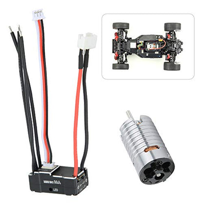 Brushless Motor, High Speed 7500KV Crawler Motor Metal 1410 with 18A ESC for 1/24 1/28 1/32 Scale Off-Road RC Cars Hobbyists Repair Enthusiasts